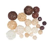 iplusmile 21pcs Handwoven Vine Decorative Balls Natural Rattan Sepaktakraw Ornaments for Christmas Tree Wall Door Hanging Multi Assorted White Beige for Home Office Party Decor