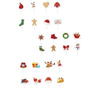 iplusmile 24Pcs Christmas Cupcake Picks Cake Decorative Props with Reindeer Snowman Designs Safe Festive Cake Decoration for Holiday Parties and Birthdays