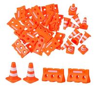 iplusmile 24Pcs Mini Traffic Signs Cones Bright Plastic Traffic Fences for Safe Educational Plaything for Cognitive Development for Outdoor Games