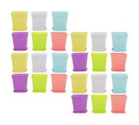 iplusmile 24pcs Nursery Pots Rectangular Plastic Flower Pots with Saucers Reusable Easy to Clean Assorted Color for Outdoor Gardens Balcony Planting