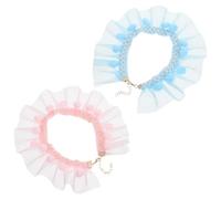 iplusmile 2pcs Adjustable Decorative Kitten Collar Adorable Cat Accessories Lace Trim for Stylish Pets at Parties