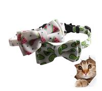 iplusmile 2pcs Adorable Pet Collar Removable Bell Design for Cats and Dogs Creative Bow Knot Pattern White Watermelon Green Avocado for Fashion Parties