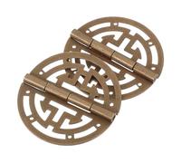 iplusmile 2pcs Antique Brass Hinges for Jewelry Box - Small Round Decorative Hollow Engraved Chest Hinges with Double Happiness Pattern - Retro Cabinet Door Hardware for Wooden Craft Boxes