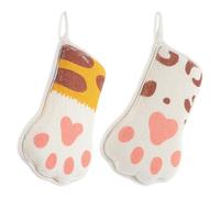 iplusmile 2pcs Bath Scrubber Sponge Set with Cartoon Paw Design, Exfoliating Washcloths for Bathing, Soft ’s Bath Towels in Stripe and Brown Leopard Pattern, Suitable for Skin Care