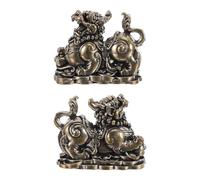 iplusmile 2pcs Brass Pixiu Statue for Business Setting and Display Shelf, Handpolished Golden Wealth Pixiu Sculpture with Classic Cultural Motifs, Attract Prosperity and Good Fortune