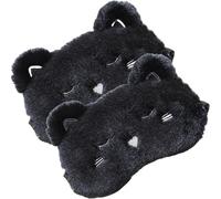 iplusmile 2pcs Breathable Plush and Silk Sleep Eye Covers with Cartoon Black Cat and White Dog Design, Prevents Moving or Falling, for Office and Outdoor Use