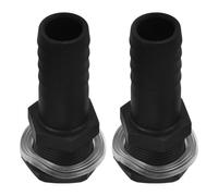 iplusmile 2pcs Bulkhead Hose Fittings Black Plastic Water Tank Connectors with 25mm External Thread Hose Nozzle and Open Design, Easy to Use for Controlling Water Flow in Garden and Rain