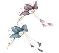 iplusmile 2pcs Butterflies Hair Clips Embroidered Rhinestone Hair Accessories for Women Wedding Spiral Pins Retro Accessories