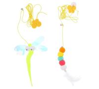 iplusmile 2pcs Cat Swing Hanging Door Pet for Indoor Cats Kitten Exercise and Entertainment Felt Feather Caterpillar Dragonfly Design