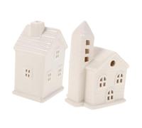 iplusmile 2pcs Ceramic LED Lighted Houses Christmas Village Ornaments Porcelain Mini Farmhouse Table Decor Hanging Holiday Decorations for Festive Home Display