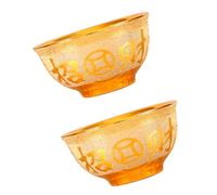 iplusmile 2pcs Ceramic Temple Bowls for Buddhist Offering with Gold Sand Design, Small Smooth Serving Bowls for Home Altar Decor and Ritual Use