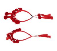 iplusmile 2pcs Chinese Style Handmade Plush Headband with Dramatic Tassel Artistry Lightweight Traditional Hair Accessories for Women for Parties and Shows in Red