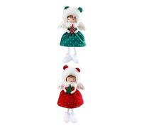 iplusmile 2pcs Christmas Angel Doll Ornaments Red Green Xmas Tree Pendants Hanging Decorations for Indoor Outdoor Festive Holiday Home and Garden