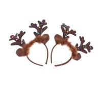 iplusmile 2Pcs Christmas Pet Headband with Luminous Reindeer Antlers Non Woven Cloth Xmas Hair Accessories Lightweight Hair Hoops for Dogs and Cats Festive Party Decoration