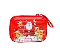 iplusmile 2pcs Christmas Tinplate Coin Purse Set with Zipper, Lightweight and Organised Storage Pouches in Red, Square Cartoon Design for Daily Use and Bag or Backpack