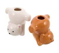 iplusmile 2pcs Cute Animal Toothbrush Holder for Toothpick Stand with Slip Base and Efficient Drainage Compact Cartoon Tooth Brush Storage Rack for Bathroom and Rooms