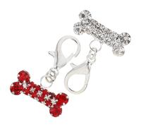 iplusmile 2pcs Dog Bone Pendant for Collar with Rhinestone Alloy Material, Easy to Attach Hanging Design, Fashionable Pet Collar Accessory Suitable for Keychain and Backpack Decoration