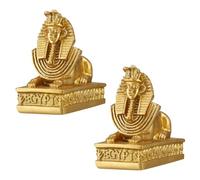 iplusmile 2pcs Egyptian Resin Figurines Home Decor Adornments Teaching Props Office Desktop Decorations Golden Vintage Mythology Statues for Living and Festival Display