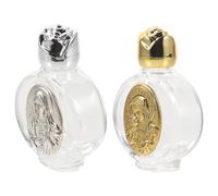iplusmile 2pcs Embossed Glass Holy Water Bottles, Refillable Tiny Potion Containers with Alloy Caps, Decorative Baptism and Blessing Water Fonts for Home Display