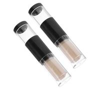 iplusmile 2pcs Face Makeup Brush with Press Dispense Refillable Bottle for Loose Powder and Foundation Portable Travel Blush and Powder Brush with Protective Container for Freshness and Easy