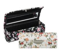 iplusmile 2pcs Floral Pattern Lipstick Cases with Mirror, Key Chain Holder, Retro Small Flower Print Lip Gloss Storage Boxes for Women’s Travel Cosmetic Organizer