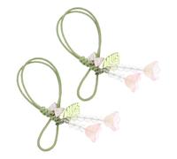 iplusmile 2pcs Floral Tulip Bow Phone Wrist Lanyard Strap Key Chain Charms for Mobile Phones and Car Decoration, Aesthetic Wrist Strap Accessories for Women