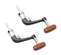 iplusmile 2pcs Folding Metal Reel Handle with Solid Wood Grip, High Strength Fishing Reel Replacement Part Featuring Foldable Rocker Arm That Folds 90° by Pressing Button, Suitable for Ocean