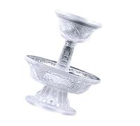 iplusmile 2pcs Footed Offering Bowl Glass with Auspicious Patterns Small Transparent Crystal Cups for Buddhist Worship and Home Decoration and Artistic Ritual Water Bowls