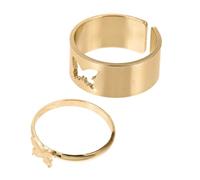 iplusmile 2pcs Golden Copper Couple Finger Rings Comfortable to Wear and Easy to Take, Creative Simple Style Bands for Romantic Wedding or Promise Rings