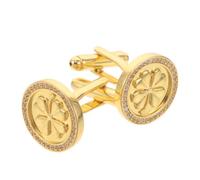 iplusmile 2pcs Golden Shamrock Cufflinks for Men with Zircon, Enduring Wear and Smooth Surface, Classic Irish Wedding Accessory for Groom and Office Anniversary