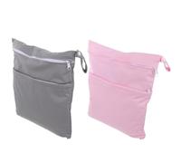 iplusmile 2Pcs Grey Diaper Organizer Bags Waterproof Cloth Wet Dry Pouches with Double Zipper for Maternity Use