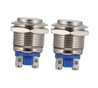 iplusmile 2pcs High Momentary Stainless Steel Metal Push Button Switch for Electromagnetic Starter Relay Control and Horn Button Outdoor Use