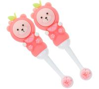 iplusmile 2pcs Kids Soft Bristle Toothbrushes for Toddlers 0-9 Years, Round Head Manual Children’s Toothbrushes with Bear Shape, Pink Fruit Design for Daily Oral Care