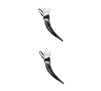 iplusmile 2pcs Large Capacity Viking Drinking Horn Mug Made from Natural Ox Horn Rustic Yellow Pointed Design for Beer Wine and Mead Portable Medieval Style Drinking Vessel for Outdoor and