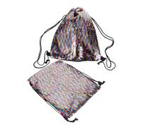 iplusmile 2pcs Mermaid Sequin Drawstring Backpack for Women Gym Travel, Reversible Polyester Drawstring Bag with Ergonomic Design, Spacious Capacity and Fashionable Sparkling Style