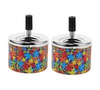 iplusmile 2pcs Metal Ashtray Automatic Extinguishing Lid Cigarette Ash Holder Simple Design Break-resistant and Easy to Clean for Home Office