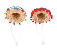 iplusmile 2pcs Mini Sombrero Party Hats for Pets Lightweight Non-woven Fabric and Grass Material with Unique Mexican Hat Design, for Themed Party Decoration and Social Media Sharing