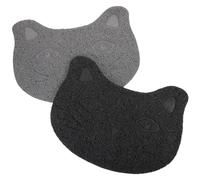 iplusmile 2pcs Non-slip Pvc Pet Litter Mats for Indoor Cats and Dogs, Household Feeding and Drinking Pads, Dust-resistant Cat Paw Protection Mats in Black and Dark Grey