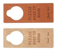 iplusmile 2pcs Pu Leather Door Hanger Signs for Hotel, Double-sided Please Do Not Disturb and Please Make up Room, Brown and Beige, Hanging Door Sign for Guest Room and Service Use