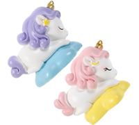 iplusmile 2pcs Resin Unicorn Figurine Decoration Set, Miniature Cute Animal Desktop Statues for Indoor Tabletop Decor, Fantasy Fairy Tale Craft Ornaments Purple Blue and Pink Yellow Bases