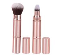 iplusmile 2pcs Retractable Dual Ended Travel Makeup Brushes with Protective Caps Portable Collapsible Powder and Foundation Brush for Face Blush Bronzer and Sunscreen Application