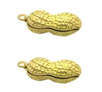 iplusmile 2pcs Retro Peanut Shape Copper Pendants for Keychain Diy, Delicate Golden Copper Material Unique Decorative Design, for Creative Crafting and Key Hanging Decor