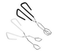 iplusmile 2pcs Scald Food Clamp with Long Handles Non Bending BBQ Grill Tongs for Bread Sausages Indoor Cooking Outdoor Barbecue Black and White