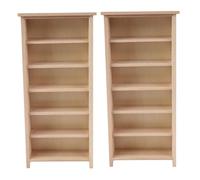 iplusmile 2pcs Scale Miniature Wooden Bookcase Vertical Unfinished Dollhouse Shelf for DIY Decoration and Model Collectors Natural Grain Finish Furniture for Tiny House Study Bedroom Library