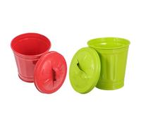 iplusmile 2pcs Small Metal Trash Can with Lid for Desktop Wastebasket, Easy to Clean Iron Mini Garbage Bin Suitable for Bathroom Vanity Counter-top and Office Tabletop
