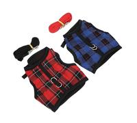iplusmile 2pcs Small Pet Rabbit Harness Leash Set, Grid Pattern Chest Vest for Bunny, Guinea Pig, Ferret - Daily Wear Decorative Harness for Small Animals in Red and Blue S
