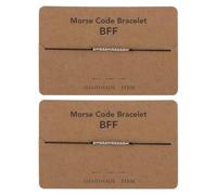 iplusmile 2Pcs Stainless Steel Morse Code Bracelets for Women, Couple Link Hand Chains Number Letter Design, Friendship Jewelry Set Bff Card for Everyday Wear