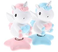 iplusmile 2pcs Unicorn Figurine Resin Craft Ornament Shaking Head Creative Adorable Appearance Assorted Color Car Dashboard Table Decoration