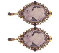 iplusmile 2pcs Vintage Lady Brooch Pin with Crystal Rhinestone, Purple Embossed Queen Head Lapel Pin, Elegant Jewelry Accessories for Shawls, Dresses, and Party Wear