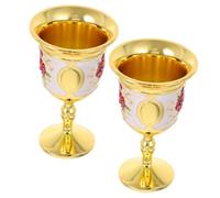iplusmile 2pcs Vintage Zinc Alloy Goblet Elegant Embossed Metal Shot Glasses for Holiday Celebrations and Home Decor with Palace Style Design